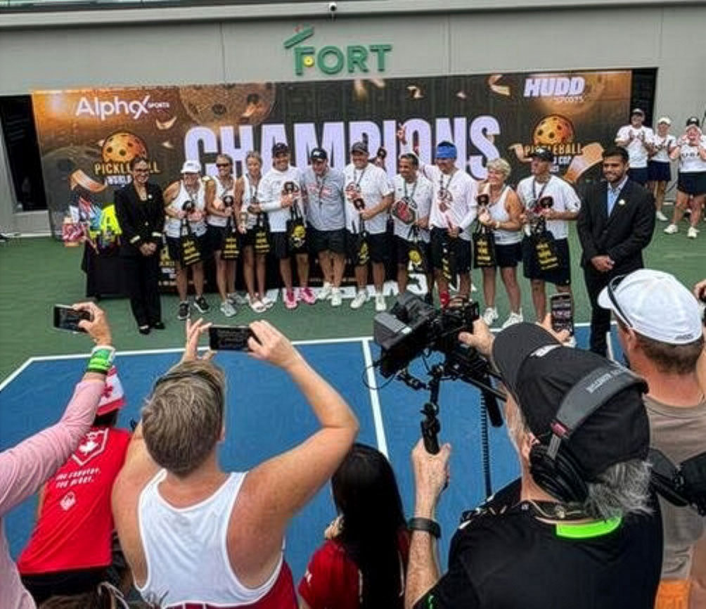 Team Canada Senior players proudly sporting their Bronze medal.